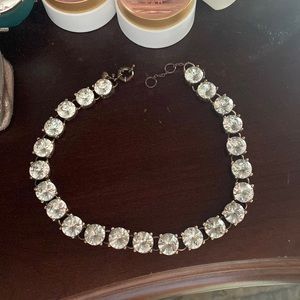 J. Crew y2k antique brass with large rhinestones necklace